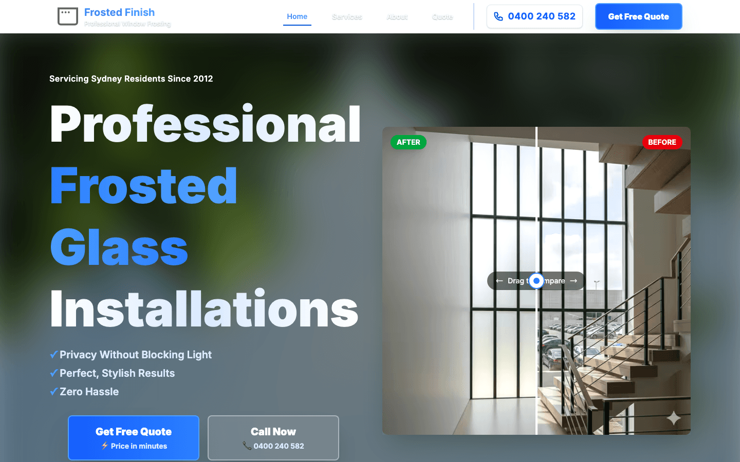Frosted Finish — client website